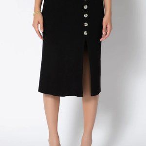 TART NEW Caralea Black Ribbed Button Skirt size Medium